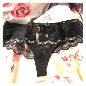 Victoria Secret Lacy Black Thong